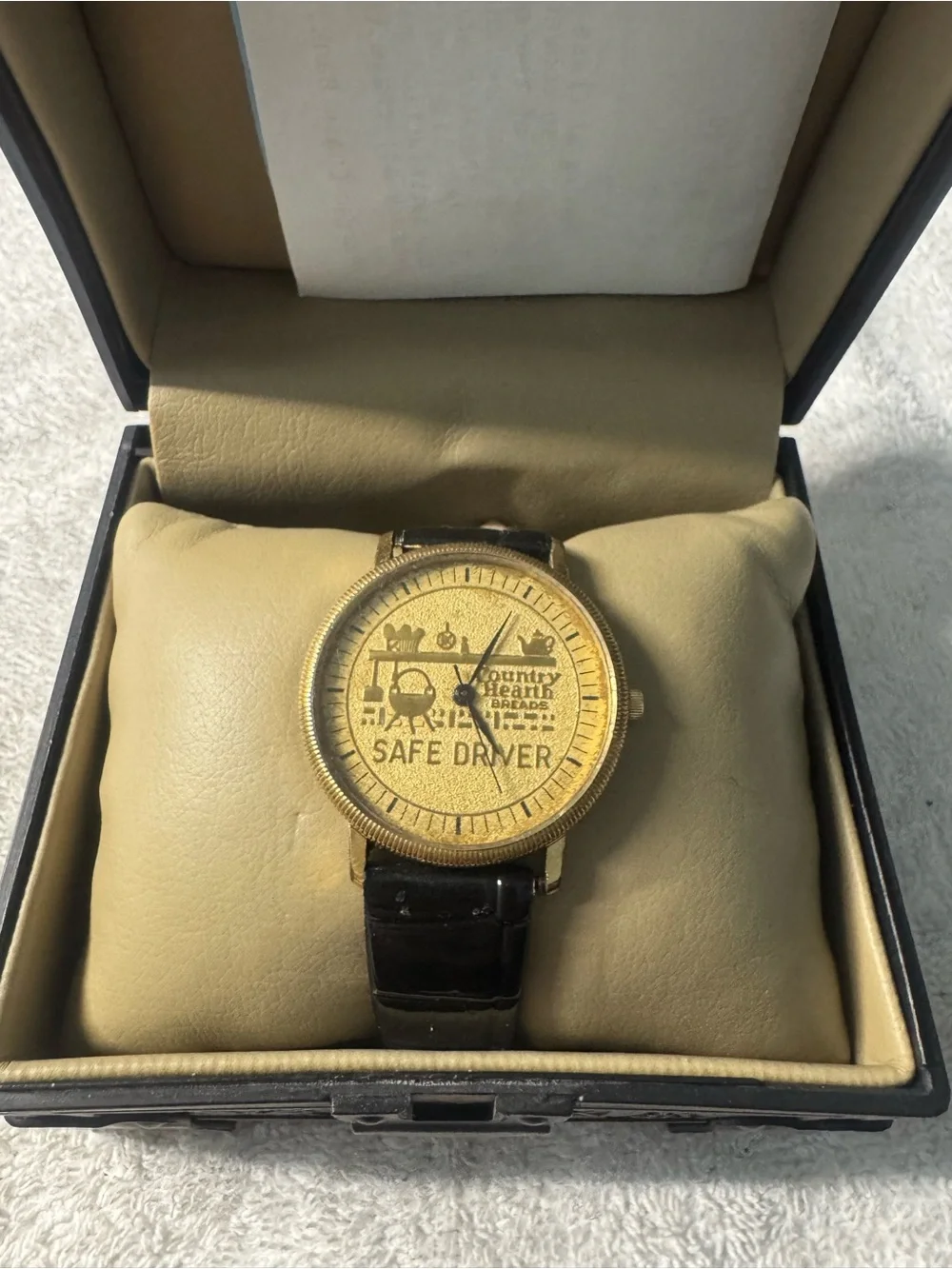 #143 Hamilton Gold Case Watch with Black Strap